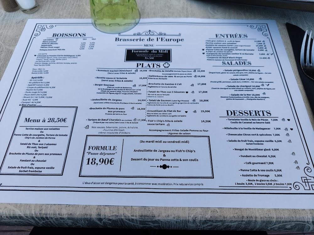 Brasserie de l'Europe - Menu Image 1